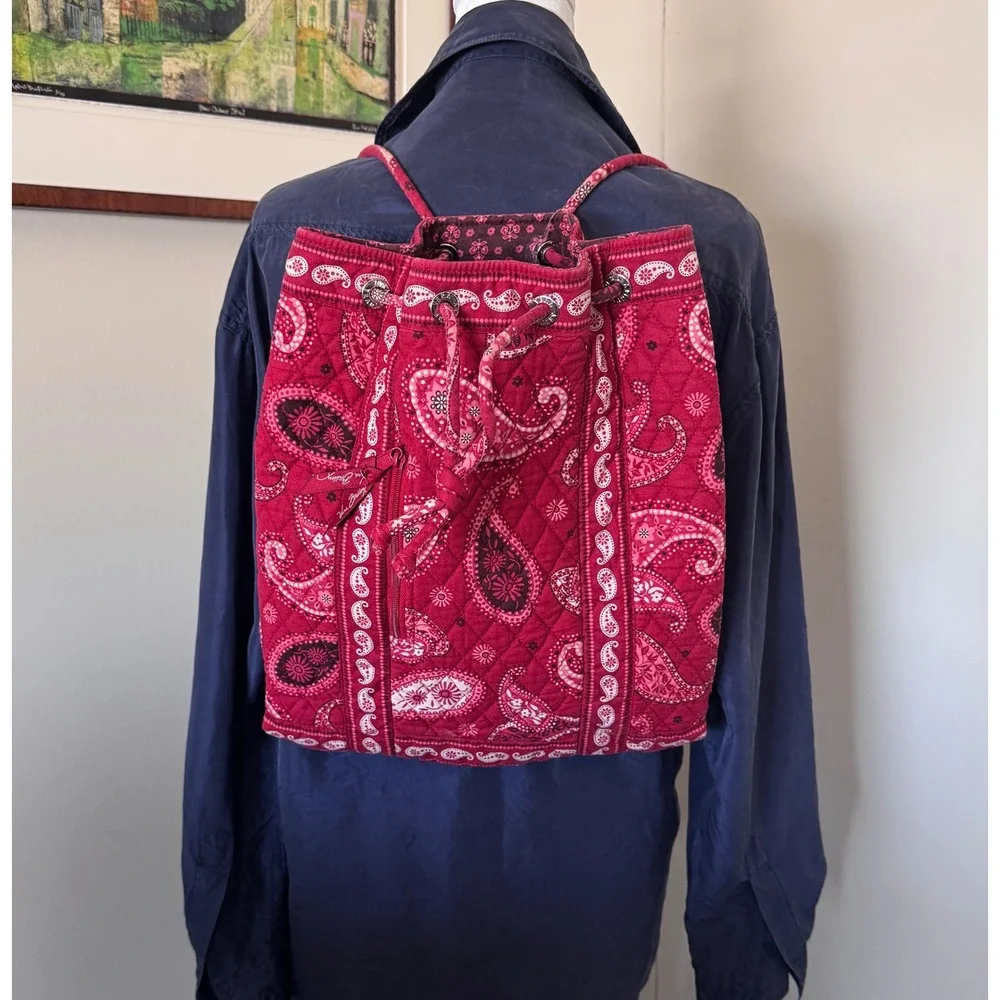 Vintage Y2K Vera Bradley Retired Paisley Drawstring Backpack